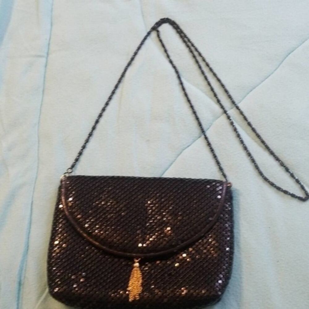 Vantage back beaded‎ purse with a black steel strap